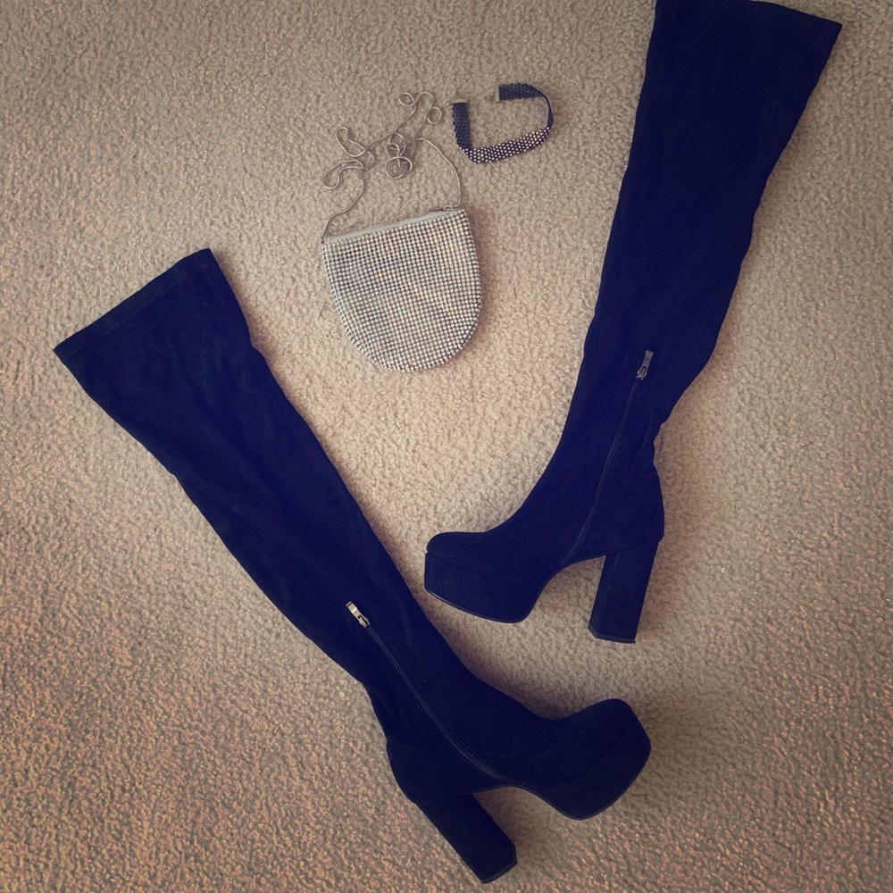 Black over the knee suede boots size US 9